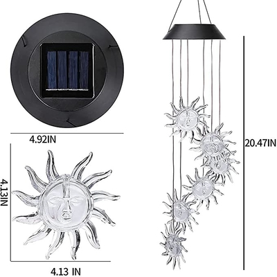 Chuông gió 2700K Đèn LED sân vườn năng lượng mặt trời Đèn trang trí hình mặt trời