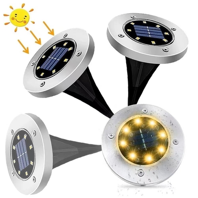 Đèn chiếu sáng mặt đất chạy bằng năng lượng mặt trời không thấm nước Lối đi trong vườn 8 đèn LED chạy bằng năng lượng mặt trời