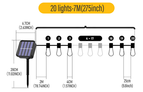 Đèn LED dây ngoài trời với bóng đèn chống vỡ Vườn treo đèn sân sau