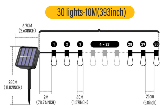 Đèn LED dây ngoài trời với bóng đèn chống vỡ Vườn treo đèn sân sau