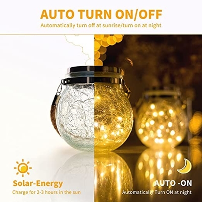 Vườn treo 3.7V Đèn năng lượng mặt trời ngoài trời 7 màu Bóng thủy tinh nứt