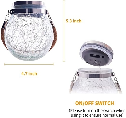Vườn treo 3.7V Đèn năng lượng mặt trời ngoài trời 7 màu Bóng thủy tinh nứt