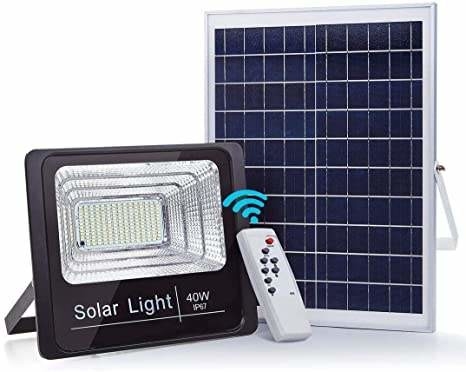 Đèn LED ngoài trời 40w năng lượng mặt trời lũ lụt Kênh nhà để xe Đèn đường năng lượng mặt trời với điều khiển từ xa