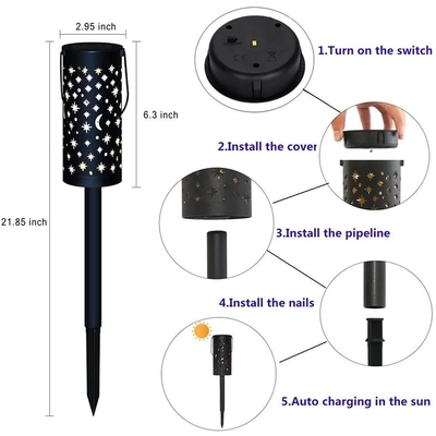 Đèn LED năng lượng mặt trời trang trí không thấm nước Đèn chiếu sáng sân vườn Star Moon Hollow Light 6000K