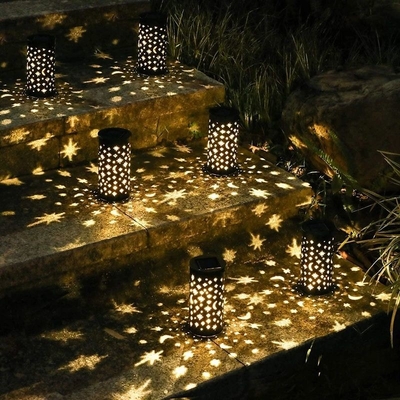 Đèn LED năng lượng mặt trời trang trí không thấm nước Đèn chiếu sáng sân vườn Star Moon Hollow Light 6000K