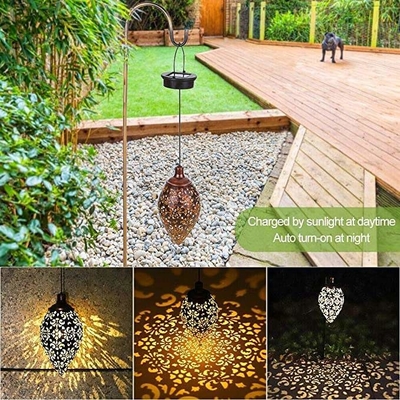 Ban đêm IP66 Đèn LED năng lượng mặt trời Đèn sân vườn Vòng hoa Đèn lồng trang trí chạy bằng năng lượng mặt trời Retro 3500K