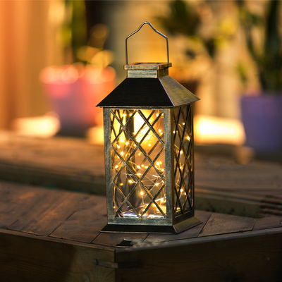 Đèn LED sân vườn chạy bằng năng lượng mặt trời Đèn lồng ngoài trời Dây đồng Dây không thấm nước Mặt dây chuyền ngoài trời Ánh sáng