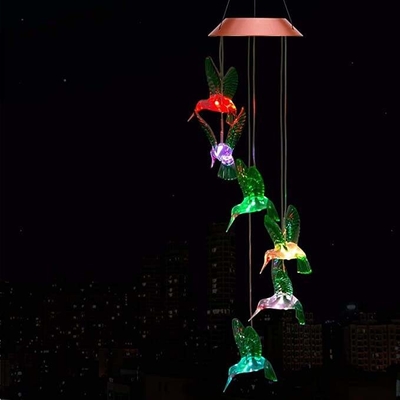 Đèn LED nhiều màu RGB Quà tặng năng lượng mặt trời Ánh sáng Chuông gió Hummingbird Chuông gió Trang trí cho ngày lễ
