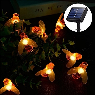 Đèn dây năng lượng mặt trời 20LED Honey Bee Ngoài trời không thấm nước Màu trắng ấm để trang trí sân vườn