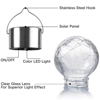 IP65 Solar Crackle Light Trang trí không thấm nước Đèn chùm bóng thủy tinh