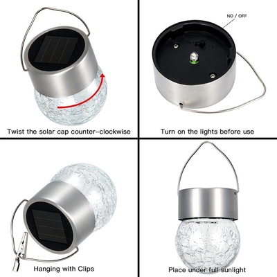 IP65 Solar Crackle Light Trang trí không thấm nước Đèn chùm bóng thủy tinh
