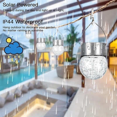 IP65 Solar Crackle Light Trang trí không thấm nước Đèn chùm bóng thủy tinh
