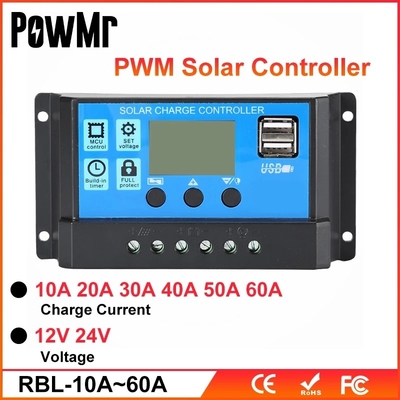 PWM Sạc Năng Lượng Mặt Trời Bảng Điều Khiển Bộ Điều Chỉnh 10A 20A 30A 40A 12V 24V 36V 48V