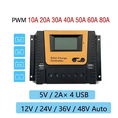 PWM Sạc Năng Lượng Mặt Trời Bảng Điều Khiển Bộ Điều Chỉnh 10A 20A 30A 40A 12V 24V 36V 48V
