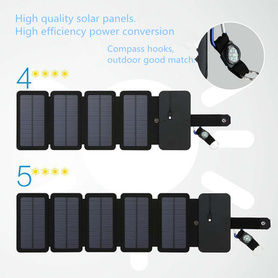 Bảng điều khiển năng lượng mặt trời có thể gập lại 10W Thiết bị đầu ra USB 5V 2.1A cho điện thoại thông minh